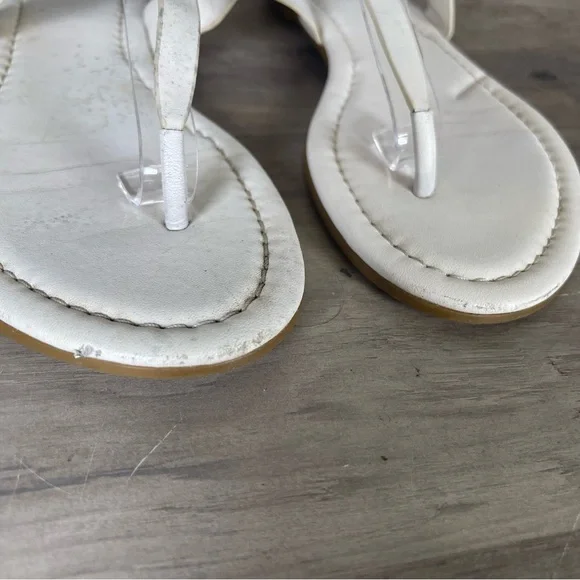 Tory Burch Womens 8 White Bryce Flat Thong Sandals Casual Logo Beach - Picture 6 of 12
